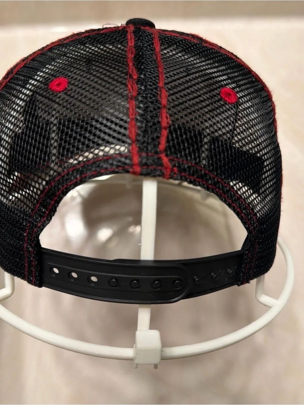 True Religion Black and Red Logo Patch Trucker Hat